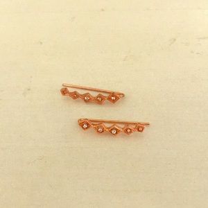 Rose gold climber earrings